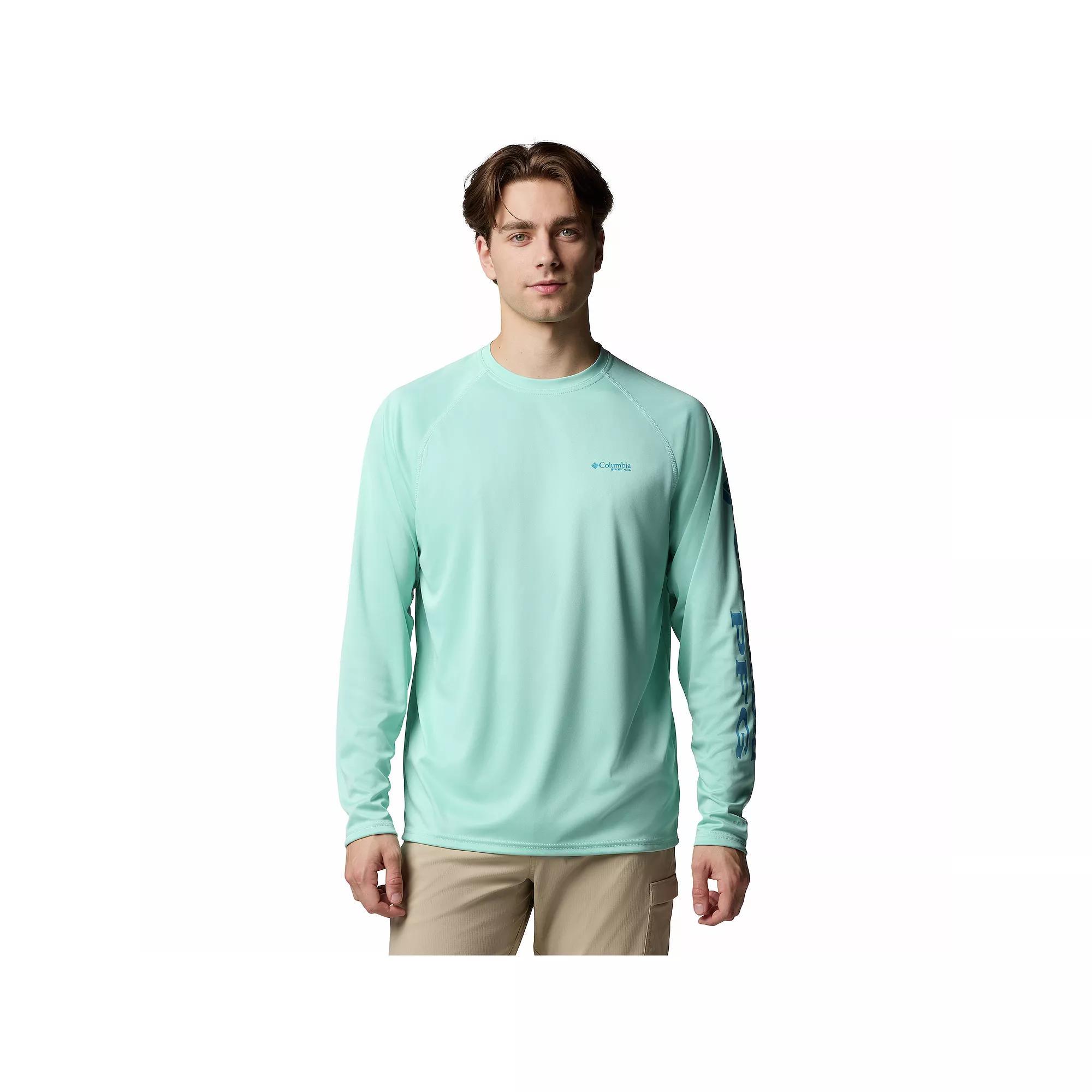 Men's Columbia PFG UPF 50 Terminal Tackle™ Heather Long Sleeve Shirt, Size: XL, Spray Grey Product Image