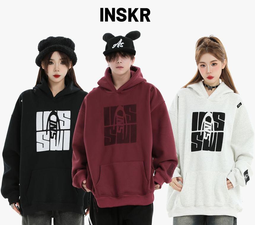 Couple Matching Lettering Loose Fit Hoodie Product Image
