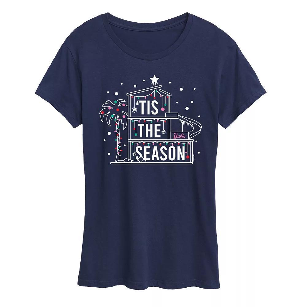 Womens Barbie Tis The Season Dreamhouse Graphic Tee, Girls Blue Product Image