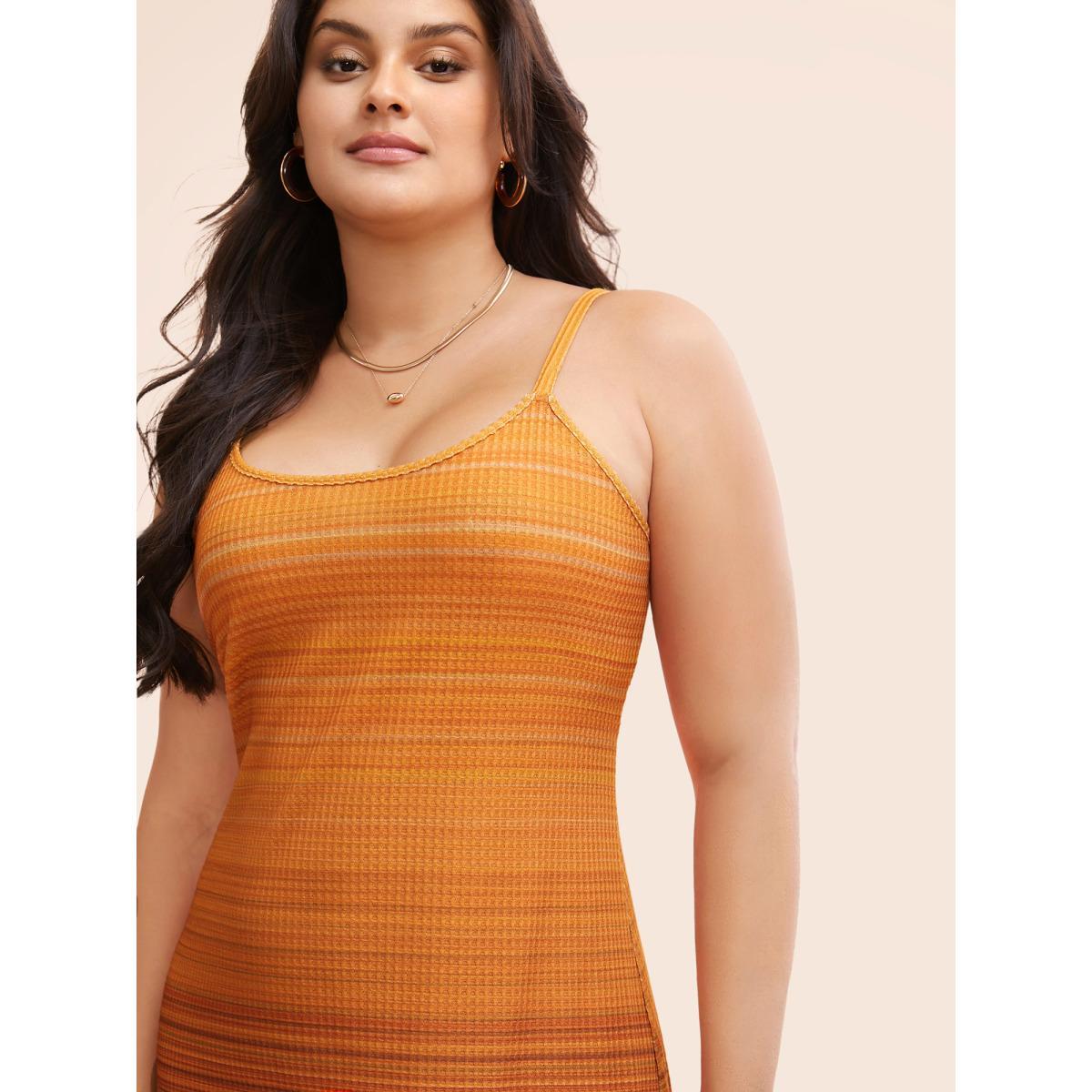 Plus Size U Neck Ombre Adjustable Straps Dress Maroon Women Casual Texture U-neck Sleeveless Curvy BloomChic 22-24/3X Product Image