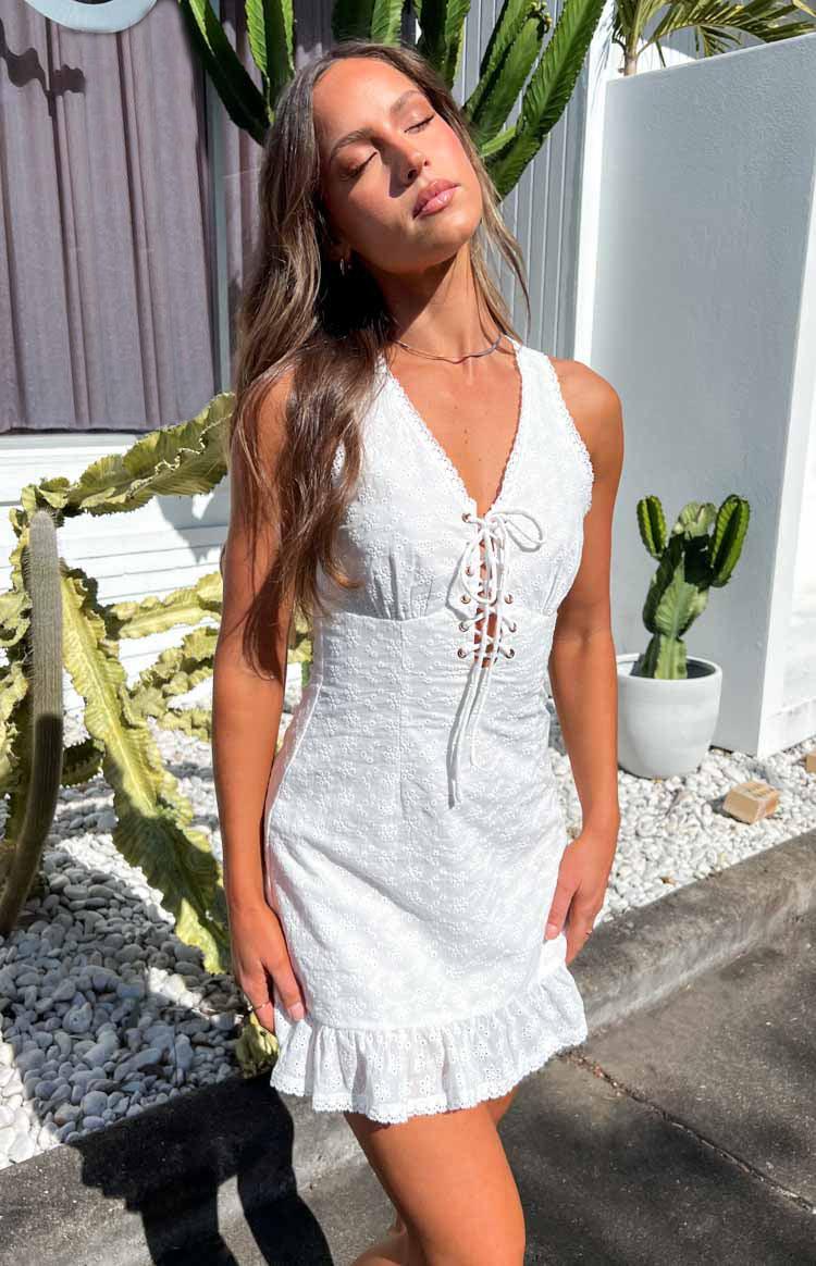 Poppy White Mini Dress Product Image