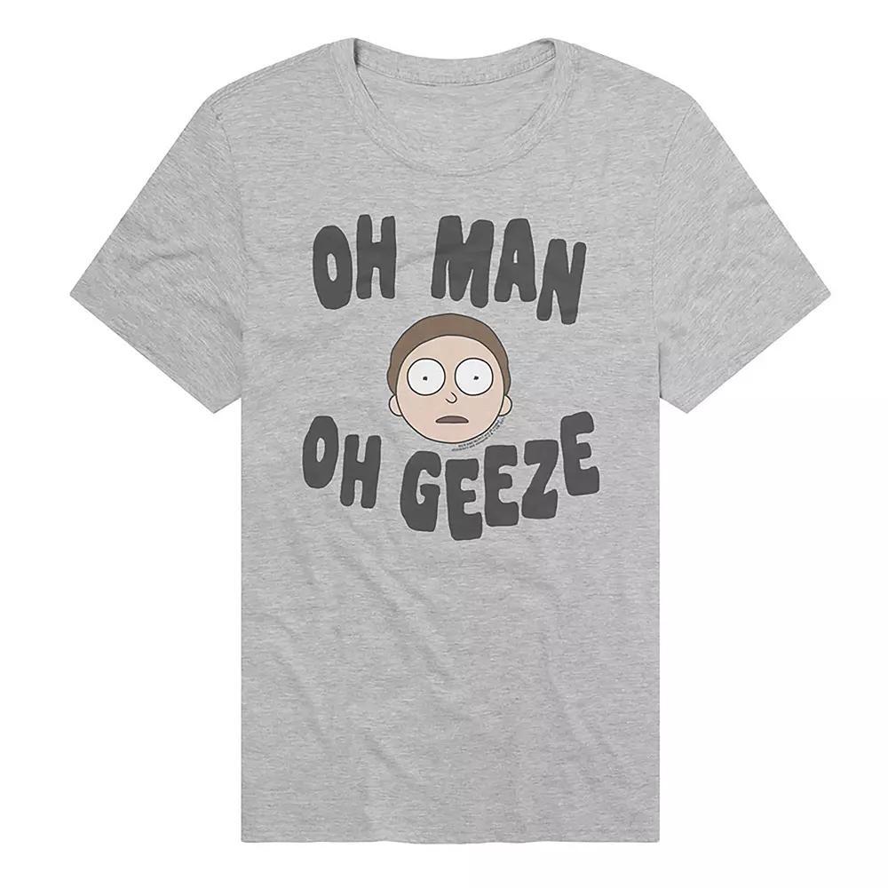 Men's Oh Man Oh Geeze Rick & Morty Graphic Tee, Size: Large, Athletic Grey Product Image