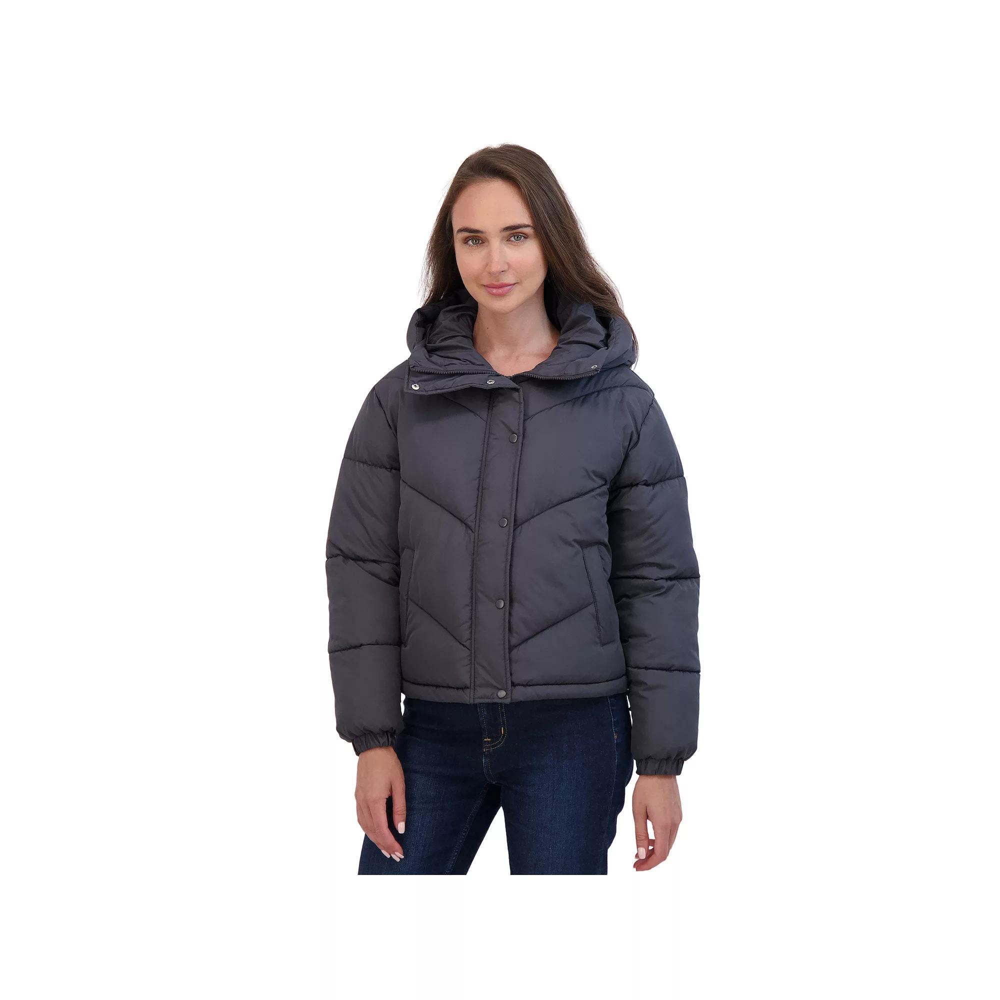Juniors' Sebby Short Puffer Jacket, Women's, Size: Large, Gray Product Image