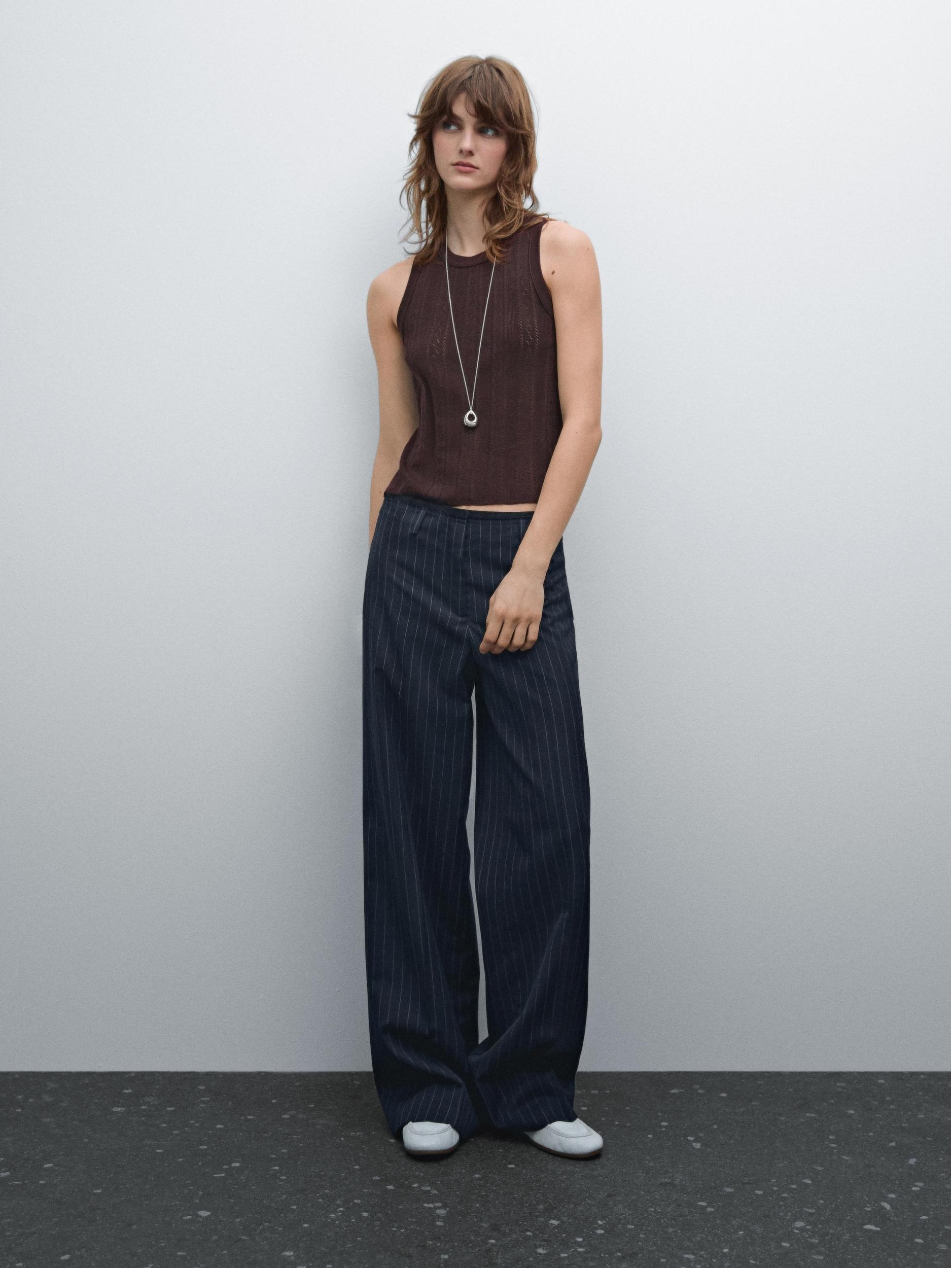 Cotton blend pointelle knit top Product Image