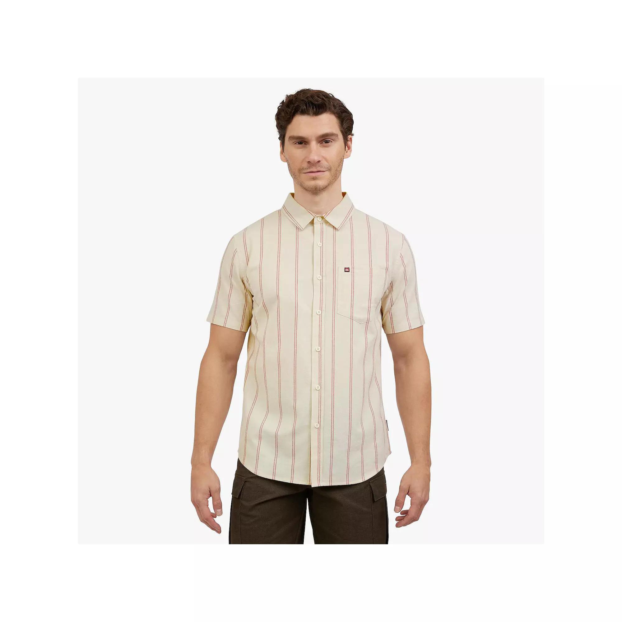 Men's Quiksilver Stripe Short Sleeve Button Down Shirt, Size: Medium, Silver Birch Product Image