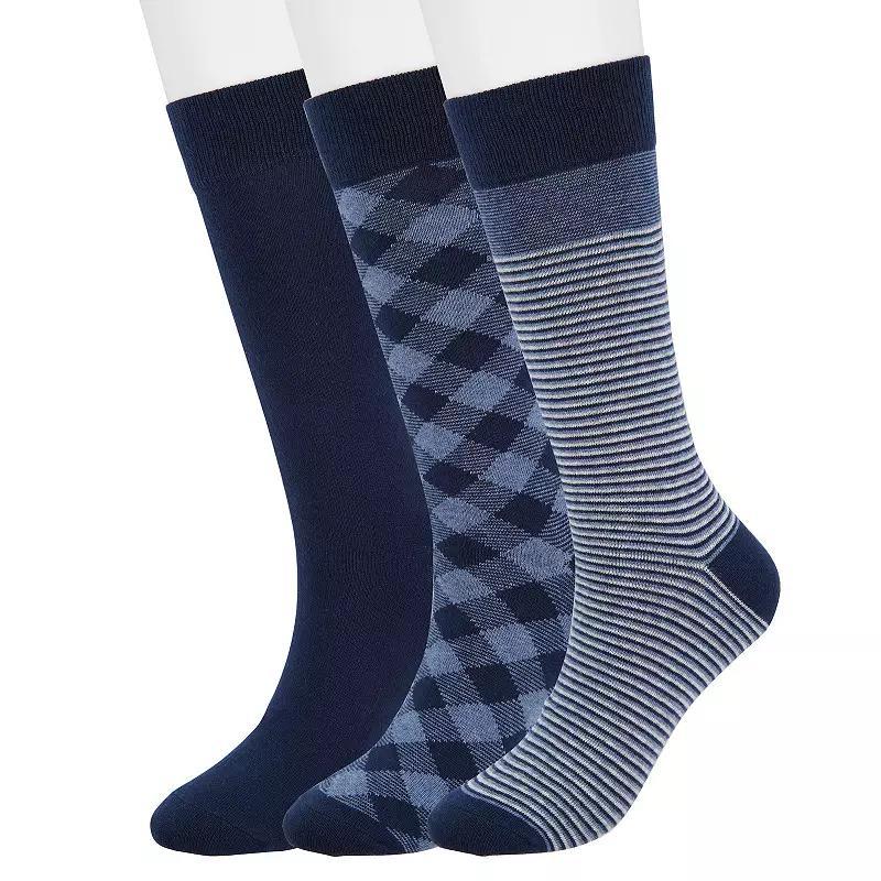Men's Sonoma Goods For Life® 3-pack Patterned Dress Socks, Blue Stripe Product Image