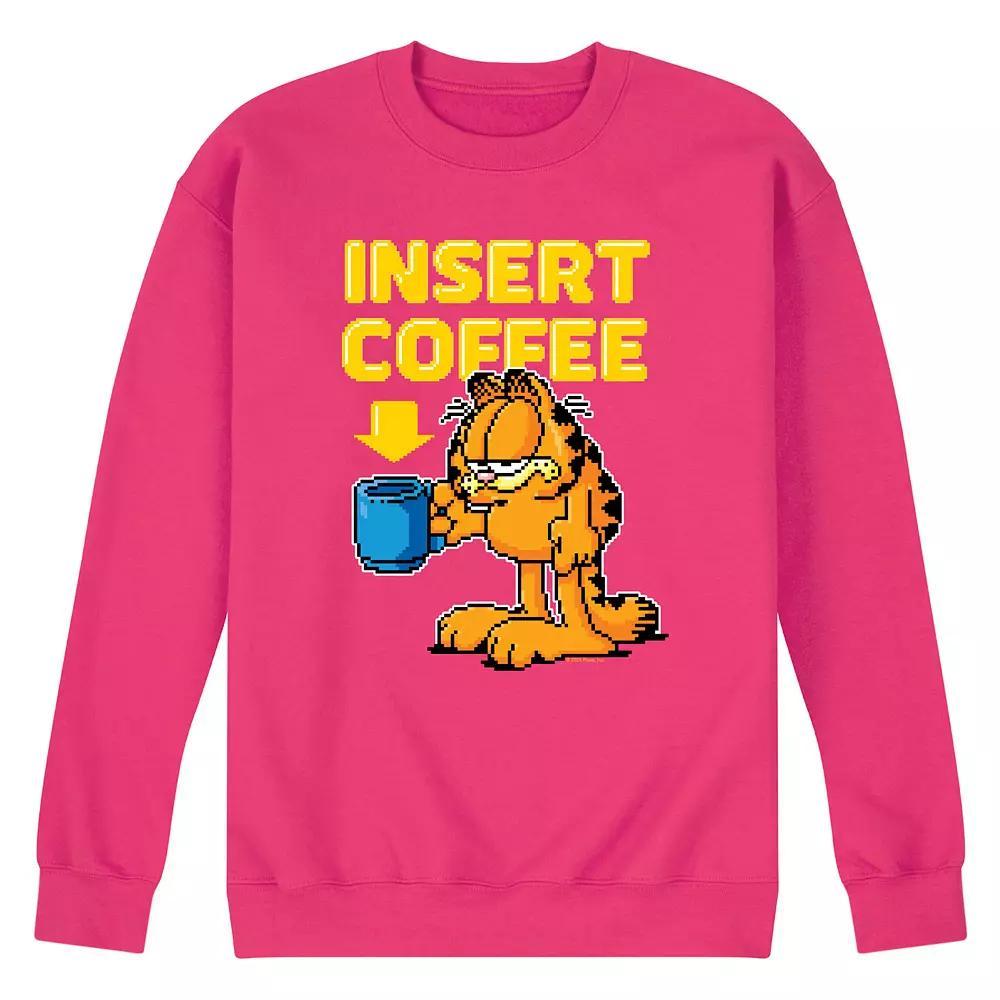 Mens Garfield Coffee Fleece Sweatshirt Pink Product Image