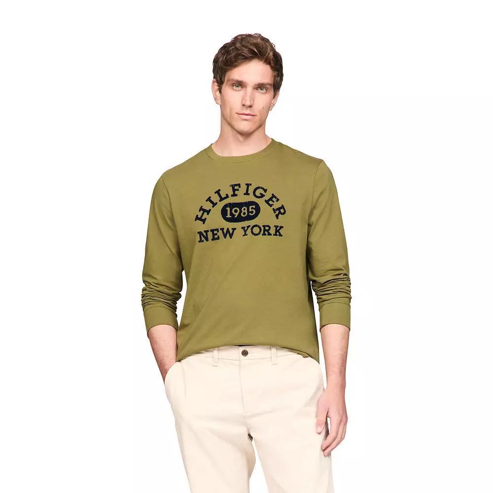 Men's Tommy Hilfiger Monotype Collegiate Long Sleeve Tee, Size: XL, Milky Way Product Image