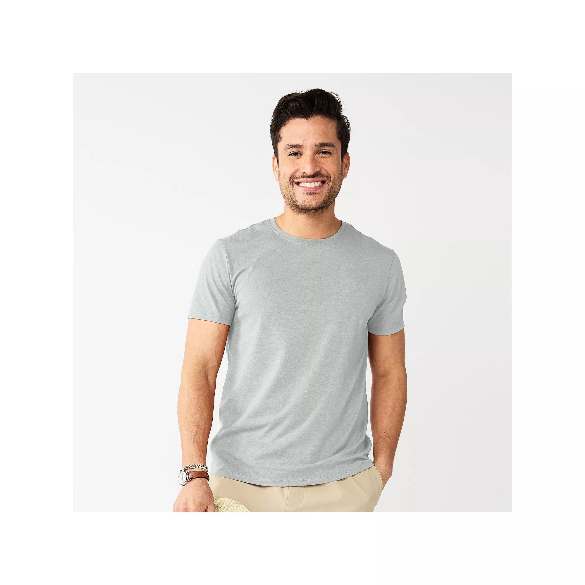 Men's Apt. 9® Premier Flex Short Sleeve Crewneck Tee, Size: Small, Gray Inlay Product Image