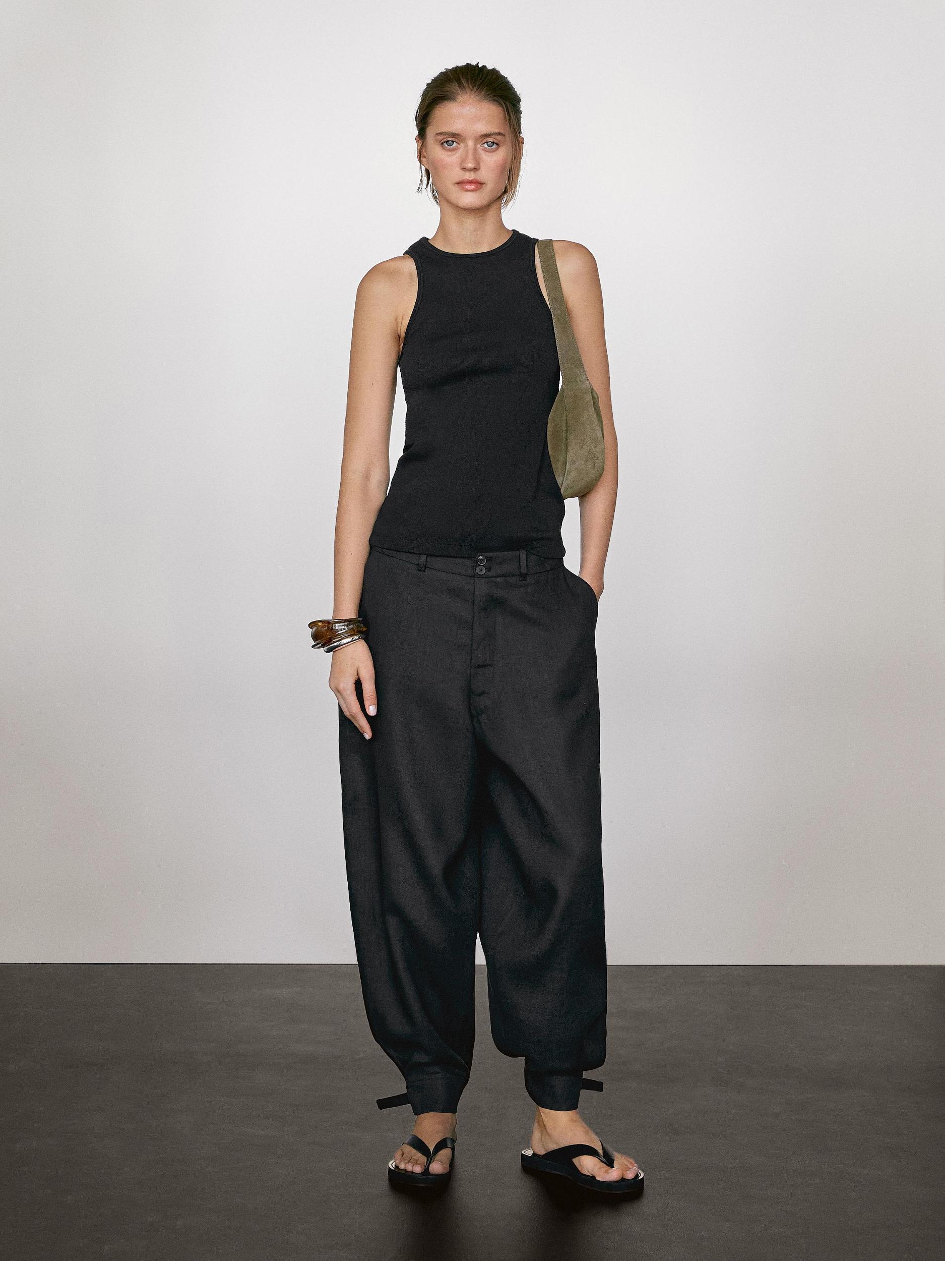 Cotton blend halter-neck top Product Image