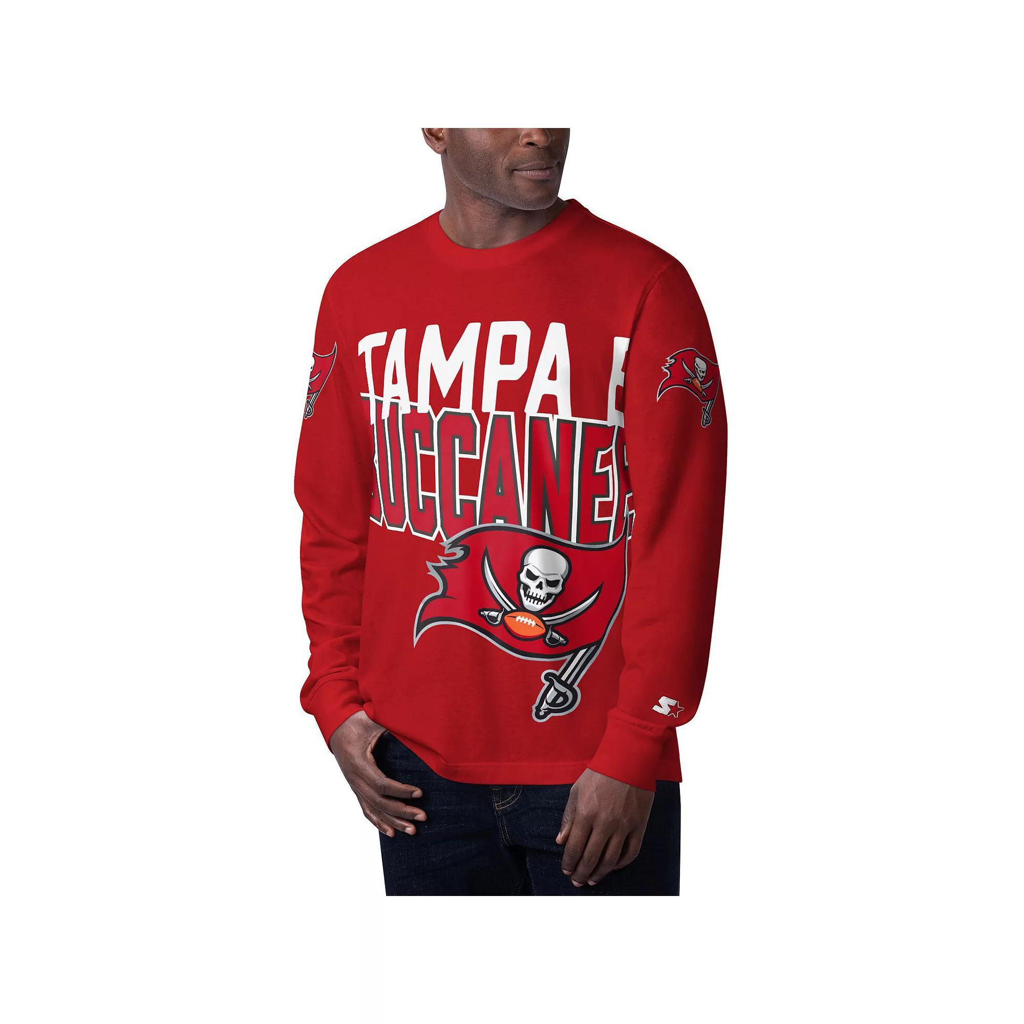 Men's Starter Red Tampa Bay Buccaneers Clutch Hit Long Sleeve T-Shirt, Size: Medium Product Image
