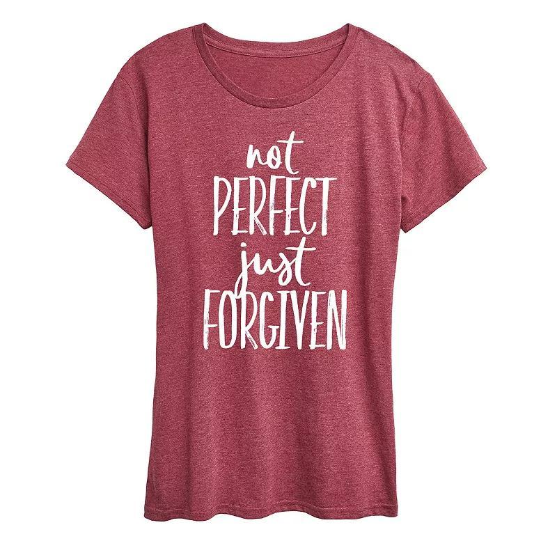 Womens Not Perfect Just Forgiven Graphic Tee Grey Dark Red Product Image
