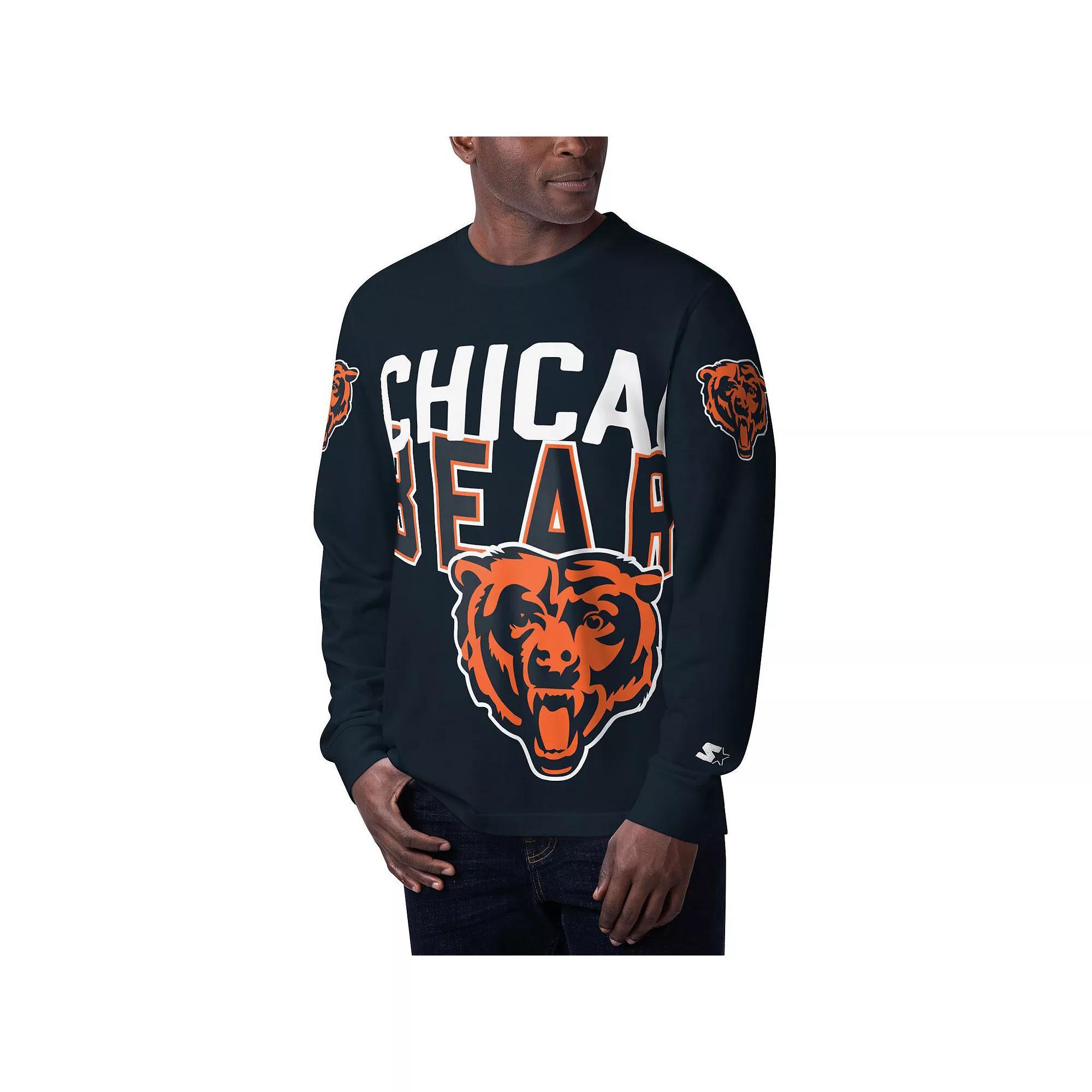 Men's Starter Navy Chicago Bears Clutch Hit Long Sleeve T-Shirt, Size: Small, Blue Product Image