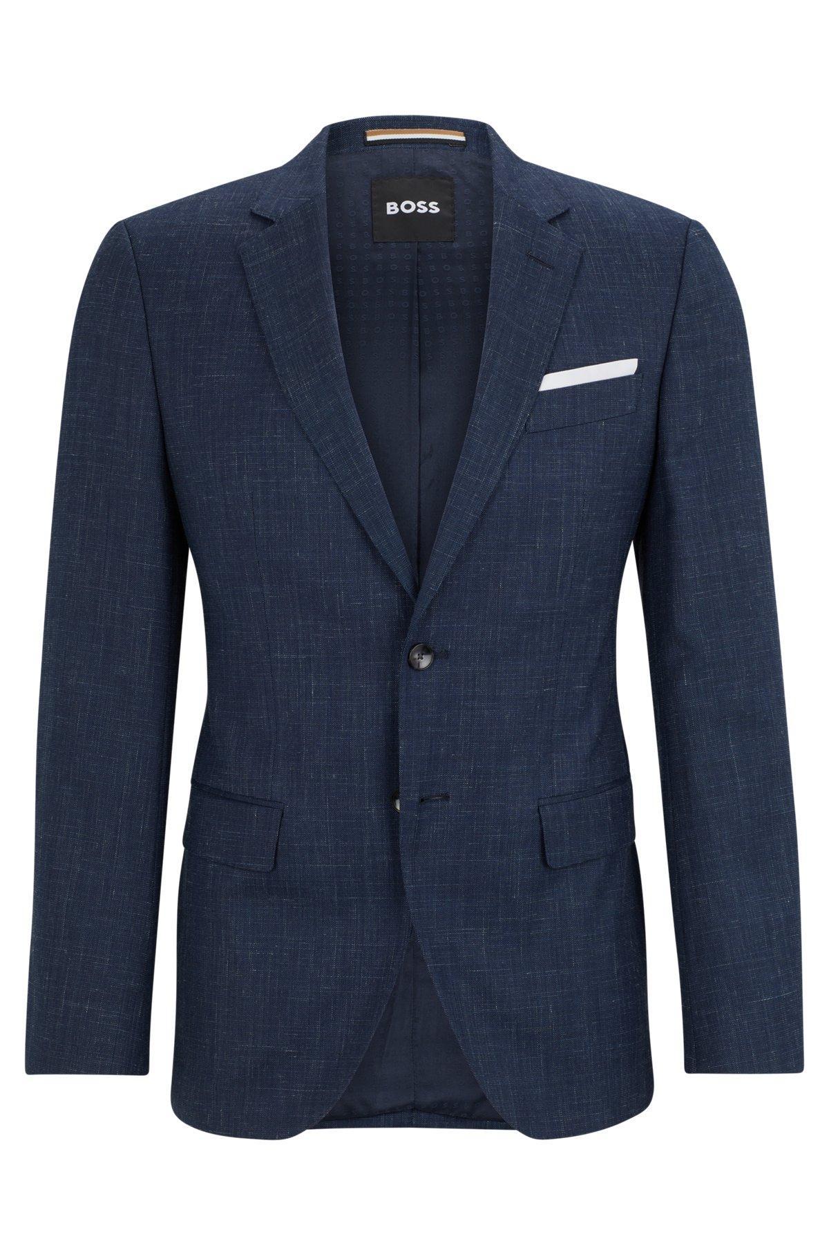 Slim-fit jacket in virgin wool and linen Product Image