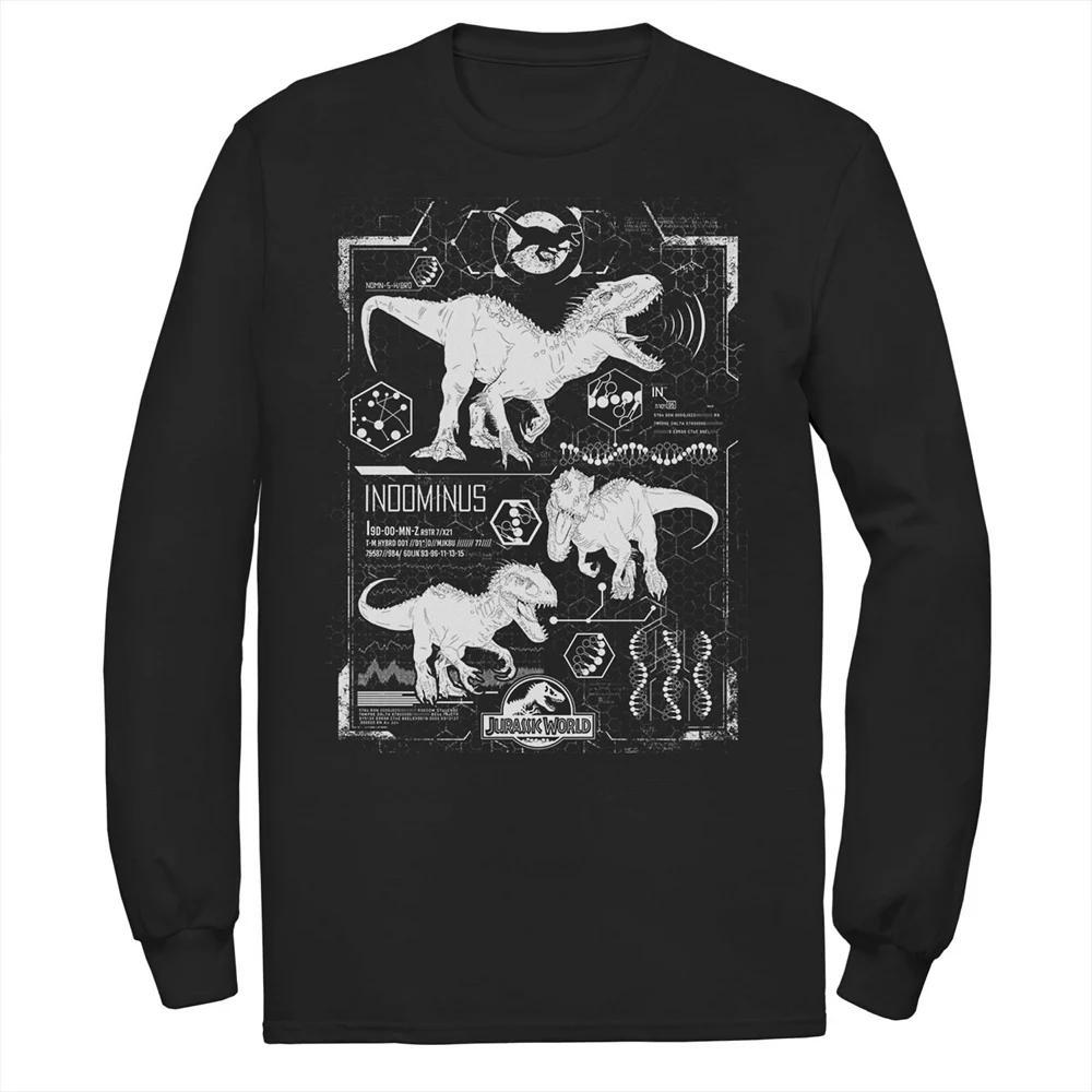 Men's Jurassic World Indominus Rex Green Schematic Long Sleeve Tee, Size: Large, Black Product Image