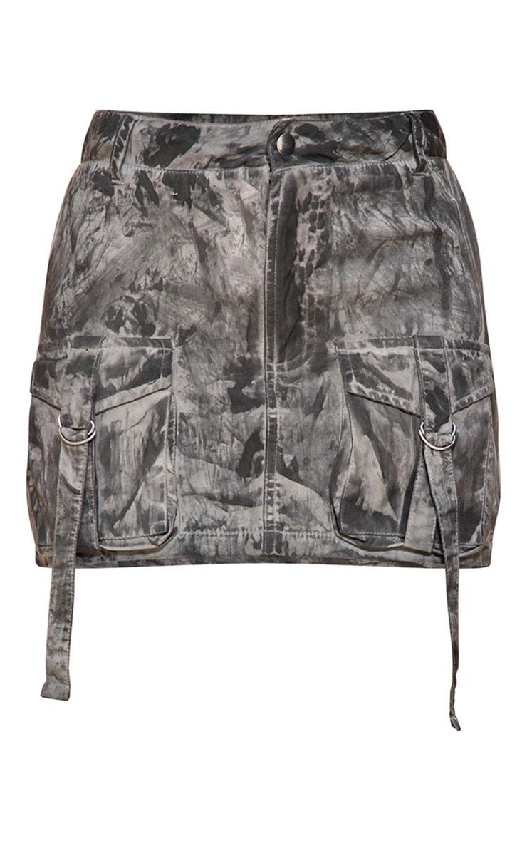 Charcoal Grey Vintage Wash Cargo Micro Mini Skirt Product Image
