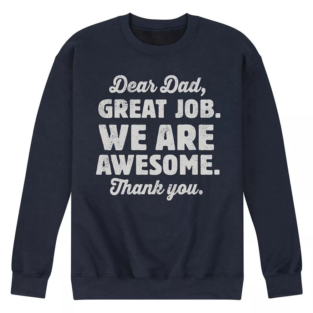 Mens Dear Dad Great Job Fleece Sweatshirt Blue Product Image