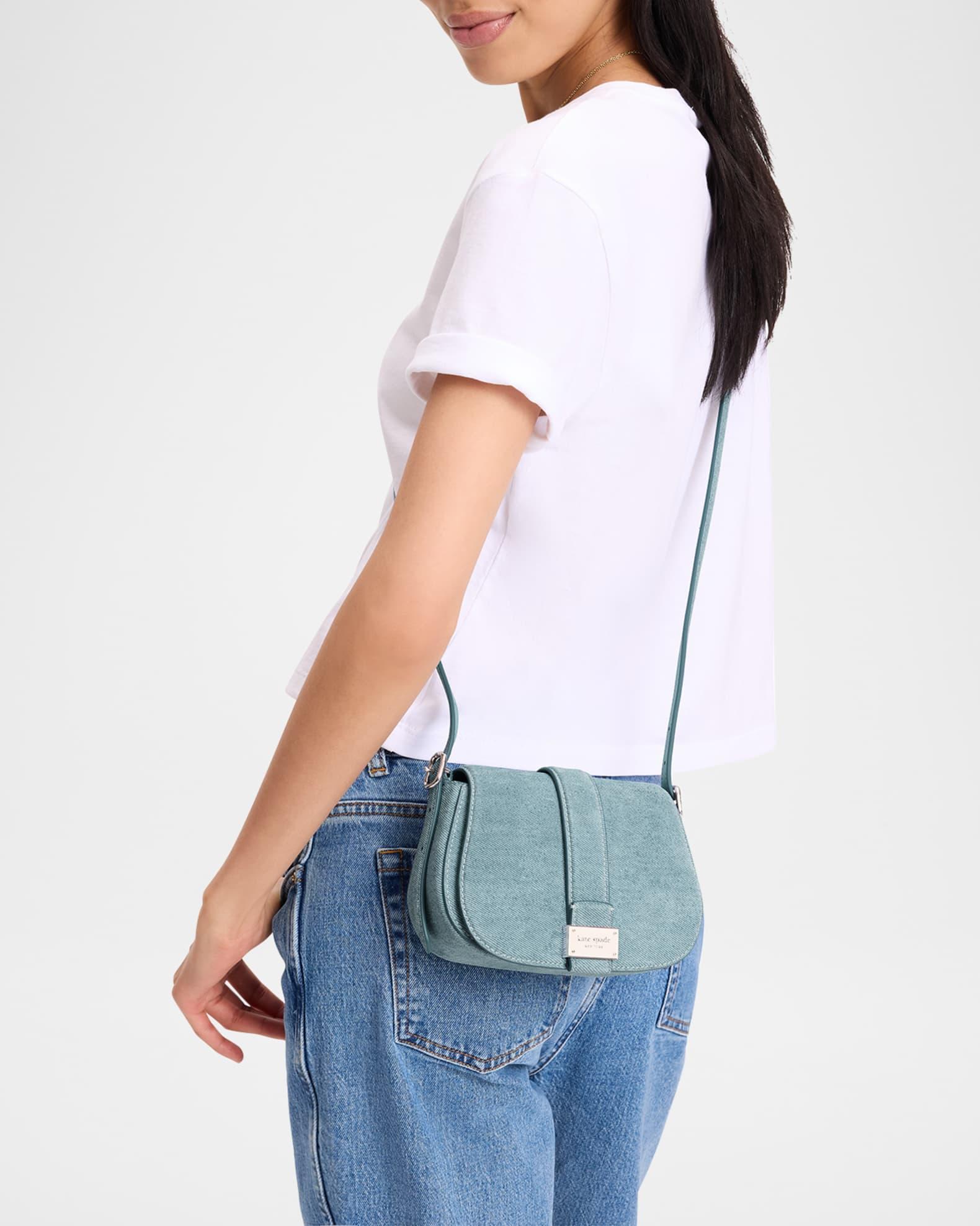 nouveau denim suede mini saddle crossbody bag Product Image