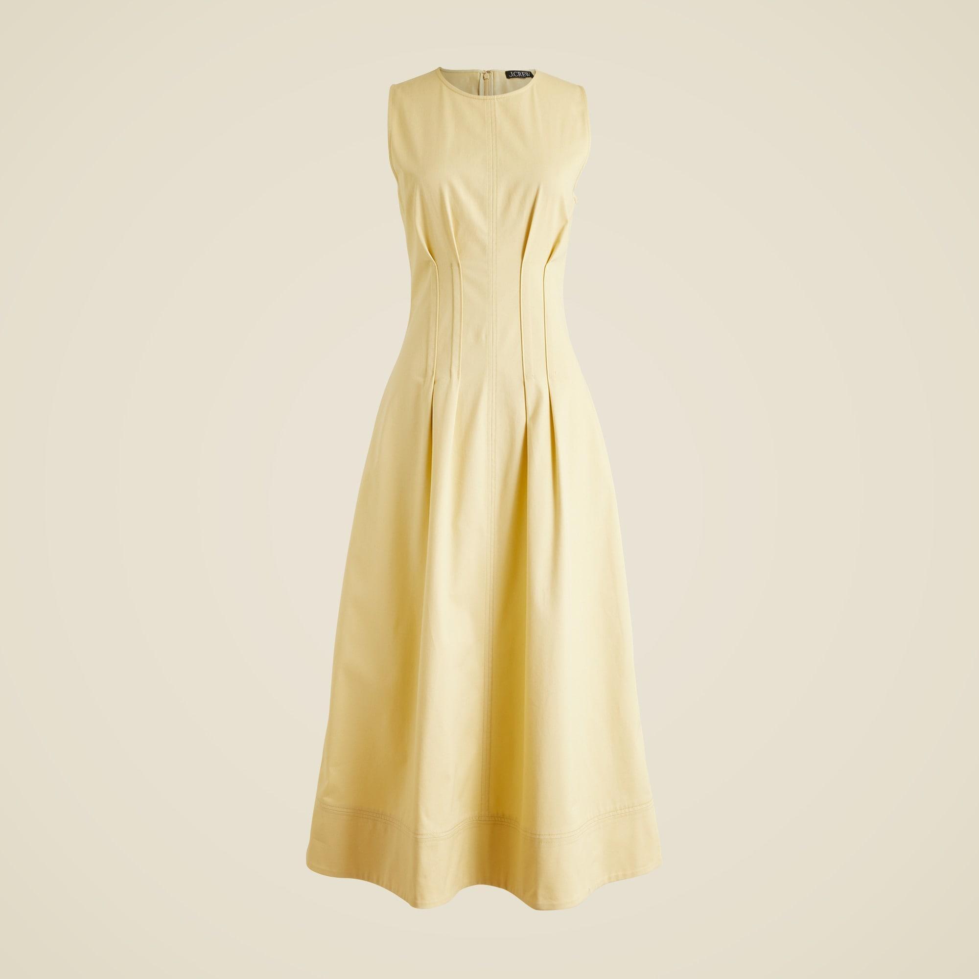 Pintuck midi dress in stretch twill Product Image