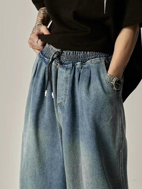 Men's Washed Distressed Loose Jeans Product Image