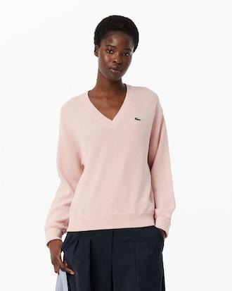 V Neck Cotton Moss Stitch Sweater Product Image