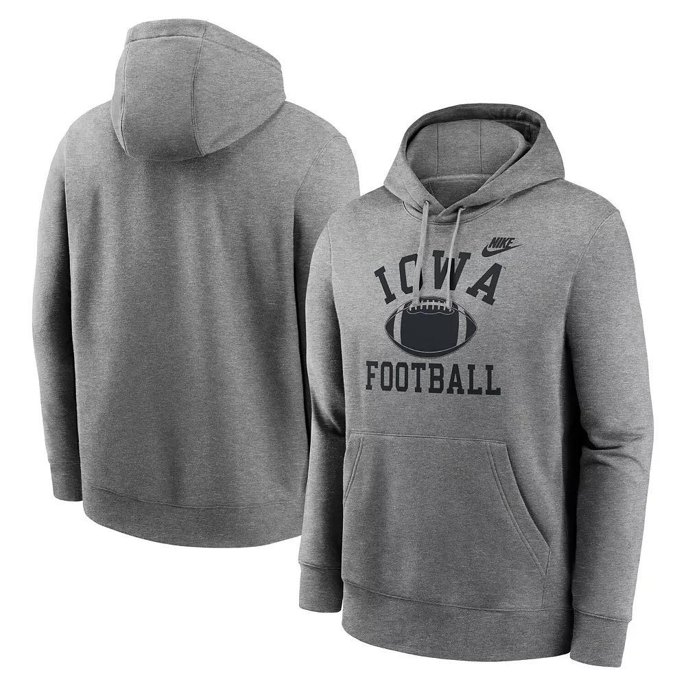 Men's Nike Heather Gray Iowa Hawkeyes Legacy Football Icon Club Fleece Pullover Hoodie, Size: XL, Grey Product Image