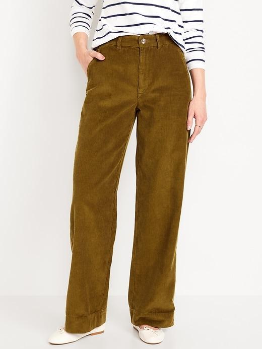 High-Waisted Corduroy Wide-Leg Pants Product Image