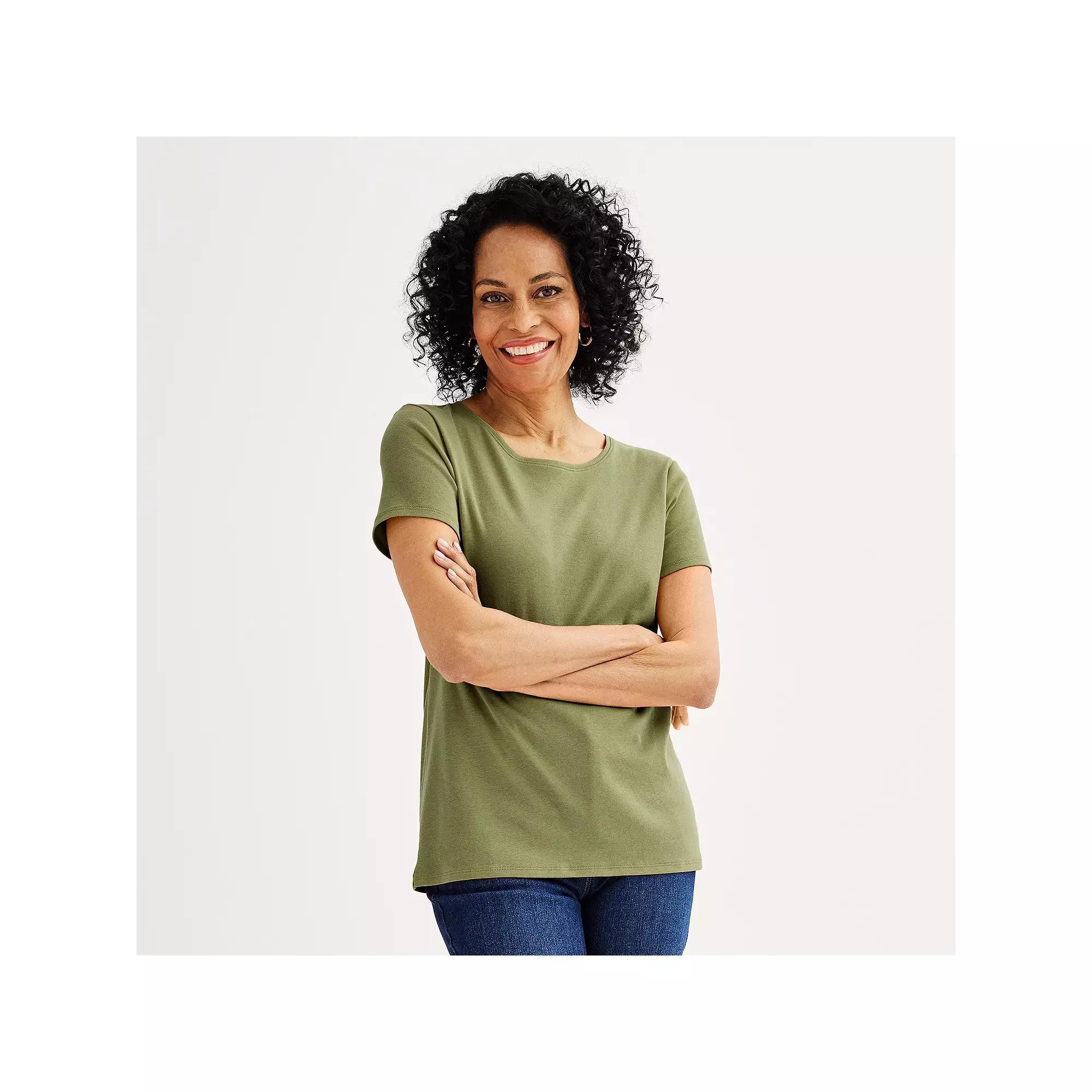 Women's Croft & Barrow® Essential Crewneck Tee, Size: Small, Sydney Green Product Image