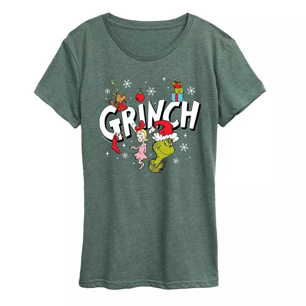 Women's Dr. Seuss Grinch Group Graphic Tee, Size: Large, Grey Green Product Image