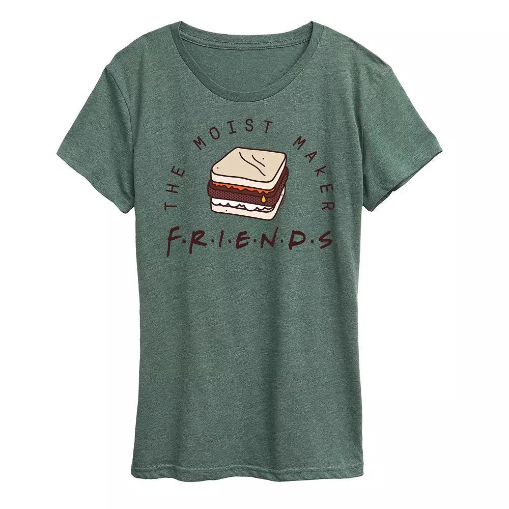 Womens Friends Moist Maker Graphic Tee, Girls Grey Green Product Image