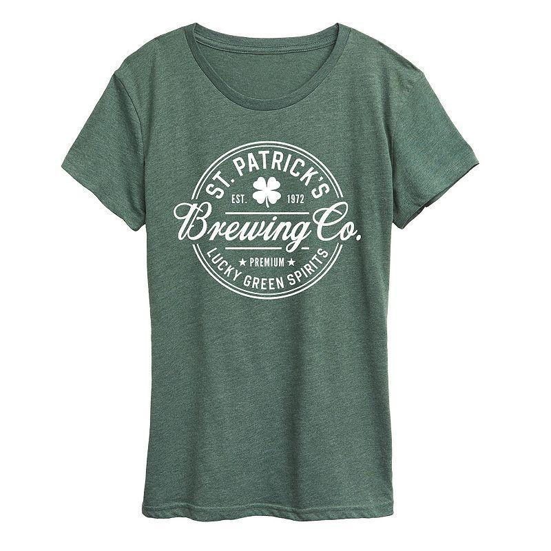 Women's St. Patrick's Brewing Co. Graphic Tee, Size: Small, Grey Green Product Image