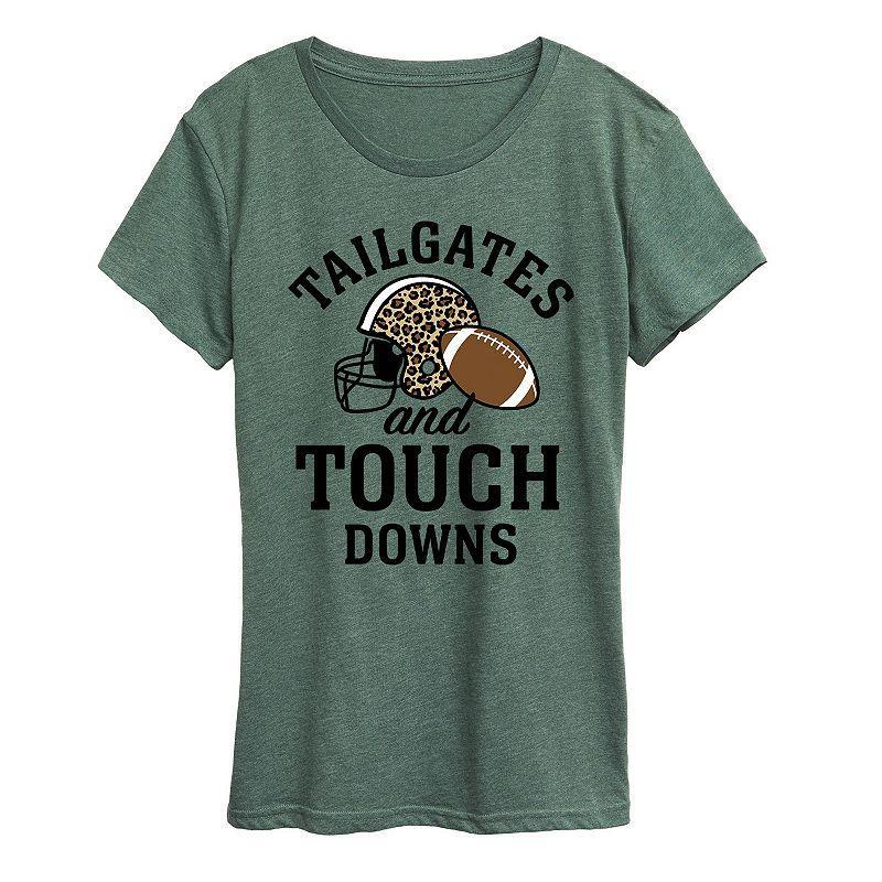 Womens Tailgates Touchdowns Graphic Tee, Girls Grey Green Product Image