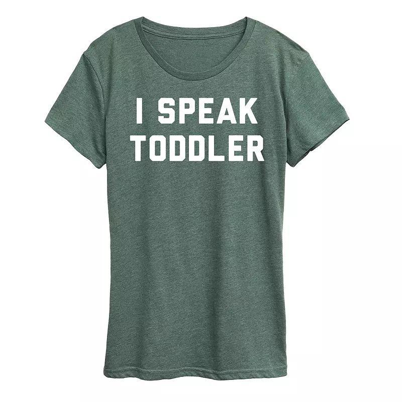 Womens I Speak Toddler Graphic Tee, Toddler Girls Grey Blue Product Image