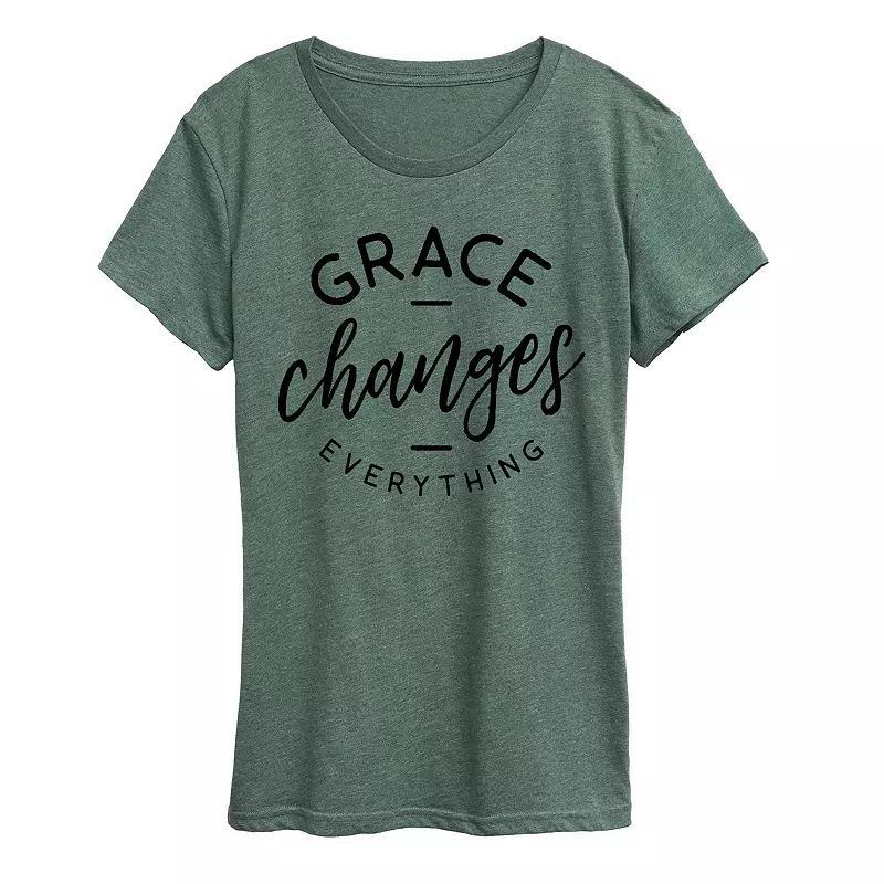 Disneys Mickey Mouse Plus Coffee Please Graphic Tee, Womens Grey Green Product Image