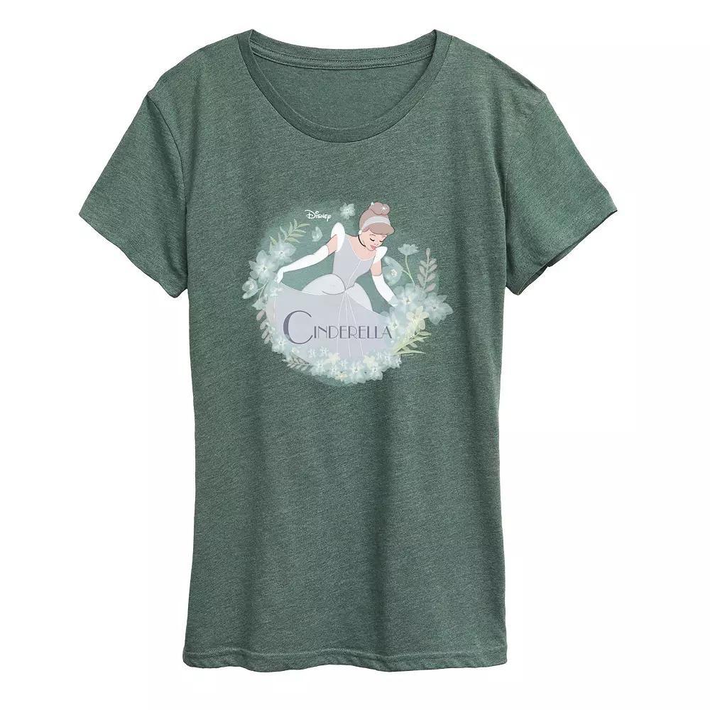 Disney Princess Cinderella Womens Graphic Tee, Girls Grey Green Product Image