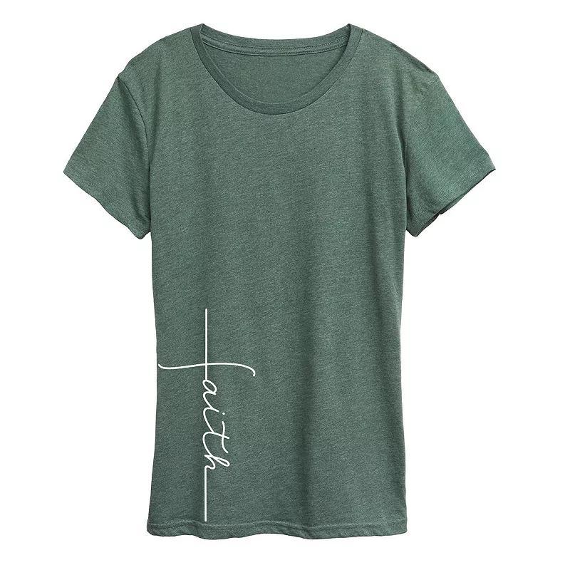 Womens Faith Cross Graphic Tee Grey Blue Product Image