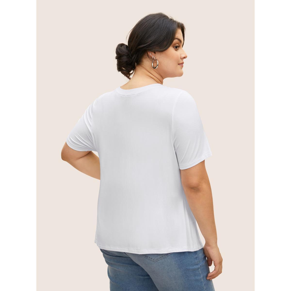 Plus Size Supersoft Essentials Solid Basic Knit T-shirt Originalwhite Women Basics Non Round Neck Bodycon Everyday T-shirts BloomChic 14-16/1X Product Image