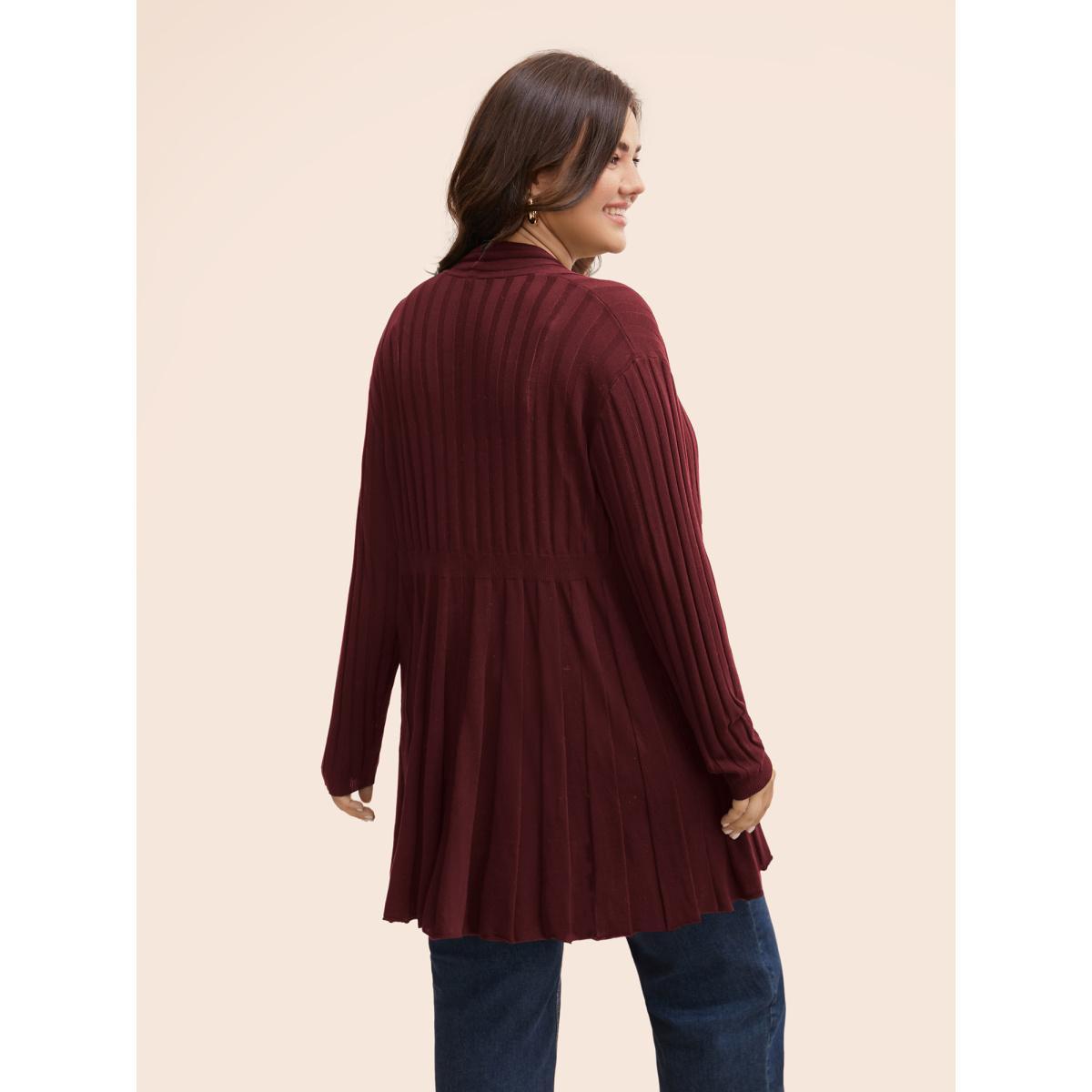 Plus Size Plain Textured Kimono Collar Cardigan Midnight Women Casual Loose Long Sleeve Everyday Cardigans BloomChic 18-20/2X Product Image