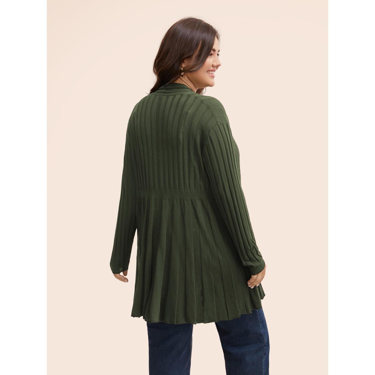 Plus Size Plain Textured Kimono Collar Cardigan Aegean Women Casual Loose Long Sleeve Everyday Cardigans BloomChic 14-16/1X Product Image