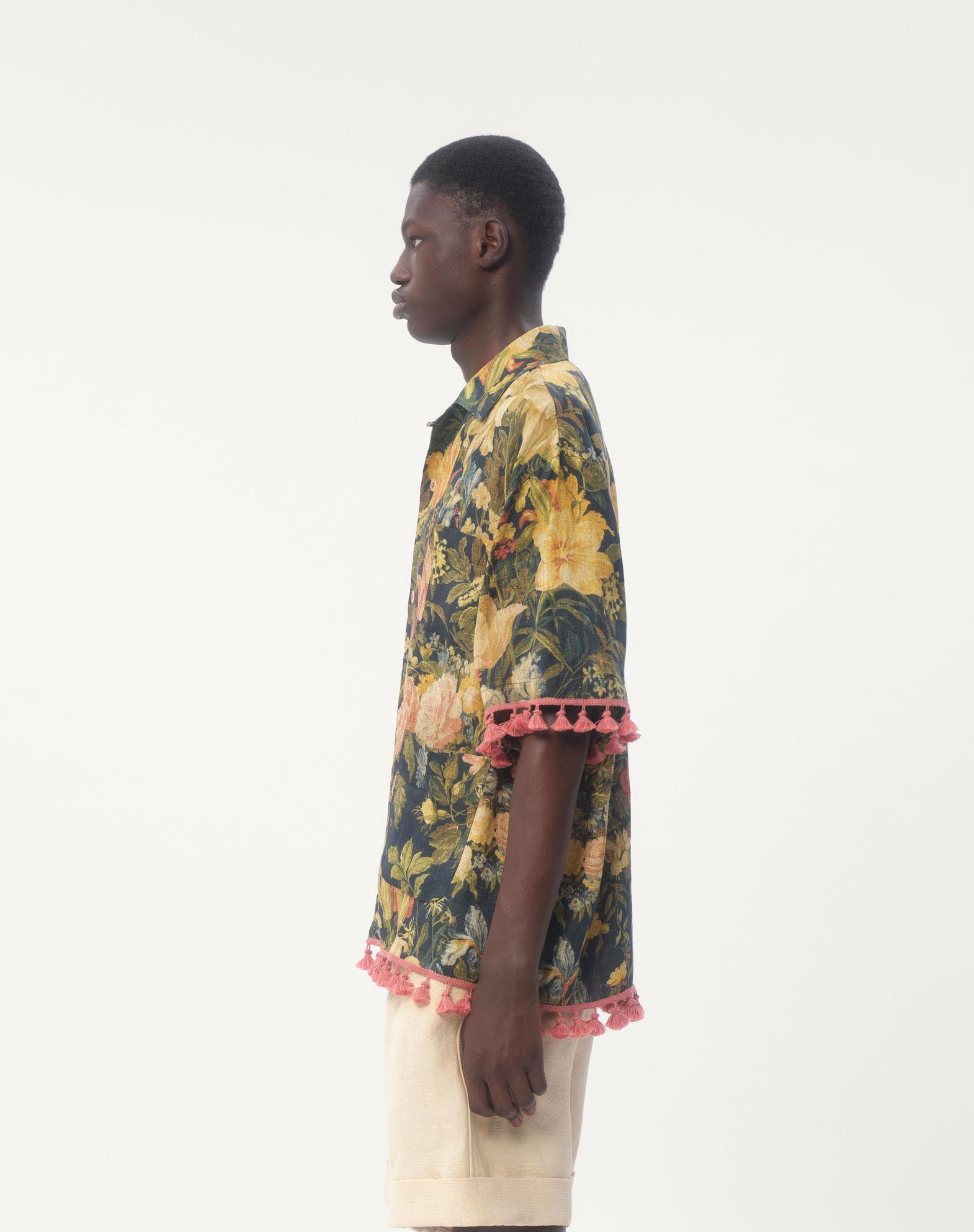 Linen Bowling Shirt With Apres L'Hiver Print Product Image