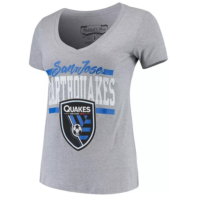Womens Mitchell & Ness Gray San Jose Earthquakes MVP Bar Graphic T-Shirt Product Image