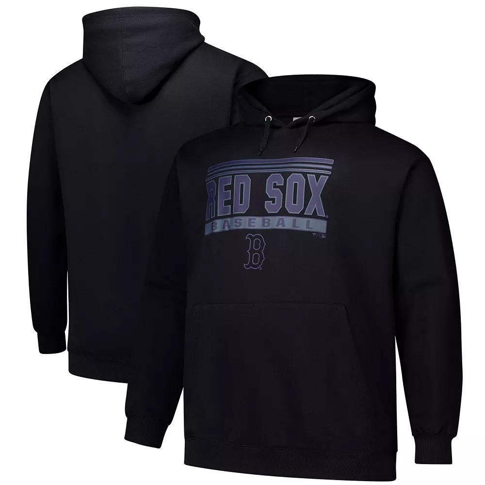 Men's  Black Boston Red Sox Stack Fleece Pullover Hoodie, Size: 2XLT Product Image