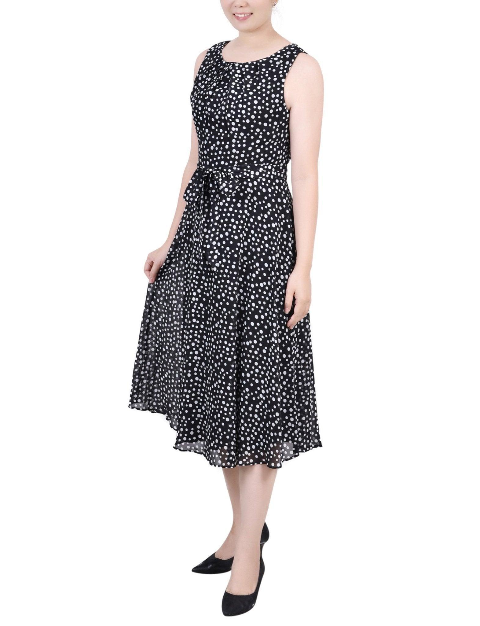 Sleeveless Chiffon Belted Dress - Petite Product Image