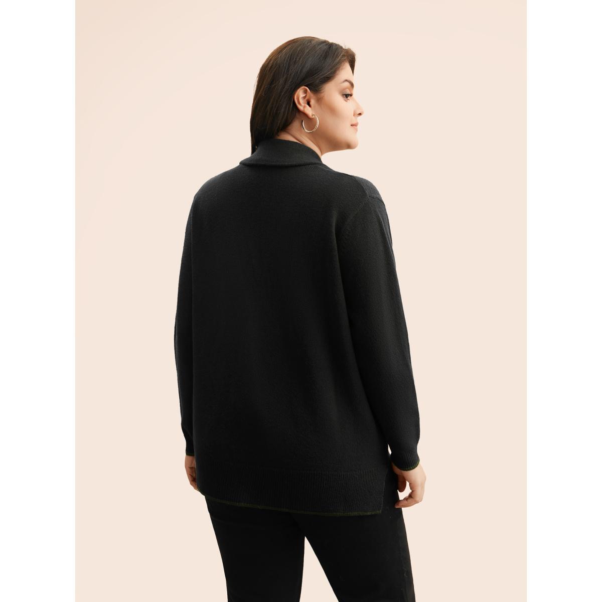 Plus Size Supersoft Essentials Solid Shawl Collar Cardigan Black Women Casual Loose Long Sleeve Everyday Cardigans BloomChic 10/M Product Image