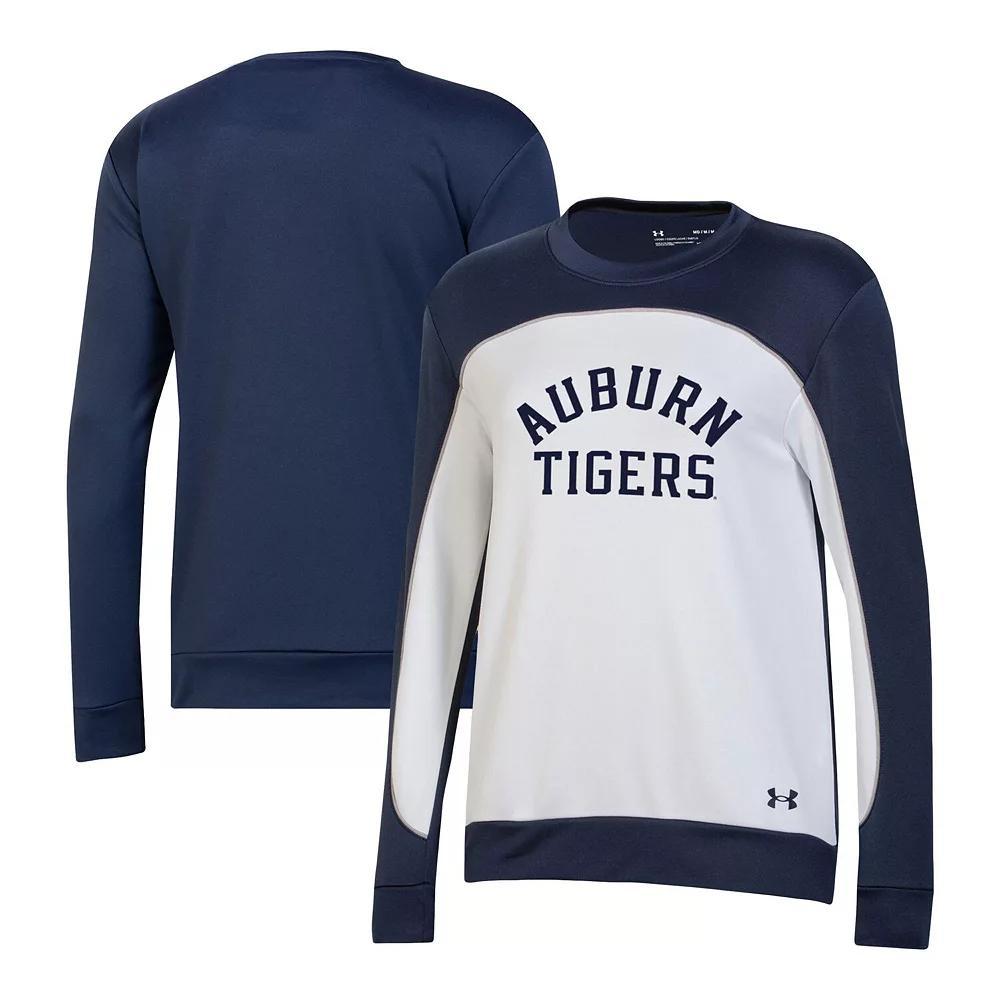 Women's Under Armour Navy/White Auburn Tigers Colorblock Pullover Sweatshirt, Size: XS, Blue Product Image
