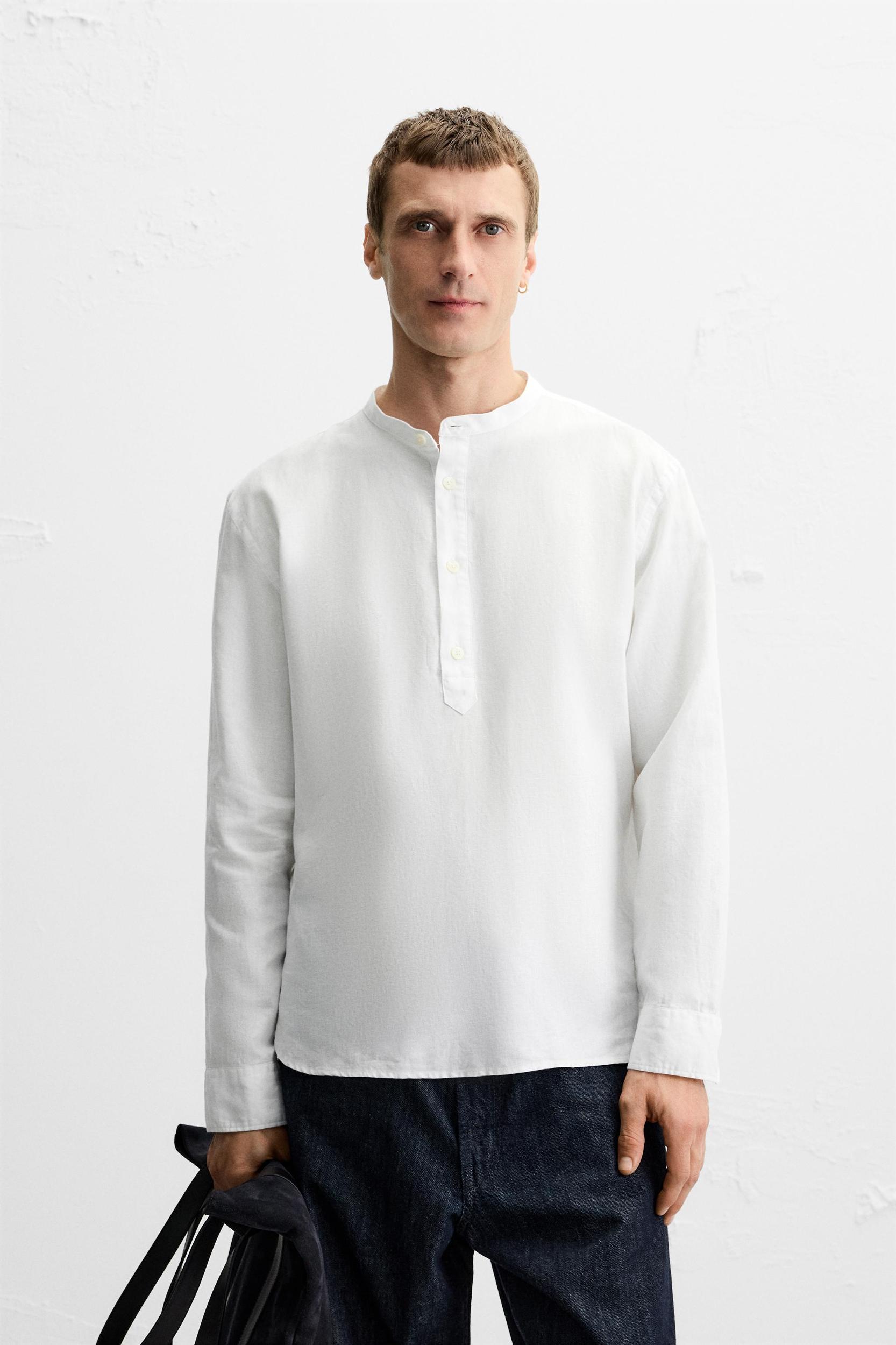 LINEN-COTTON POLO SHIRT Product Image