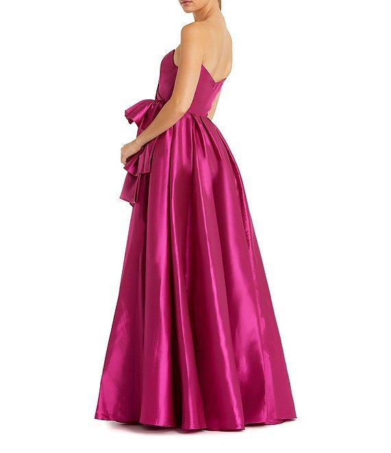 Mac Duggal Strapless Pleated Bodice Ruffle Front Taffeta Gown Product Image