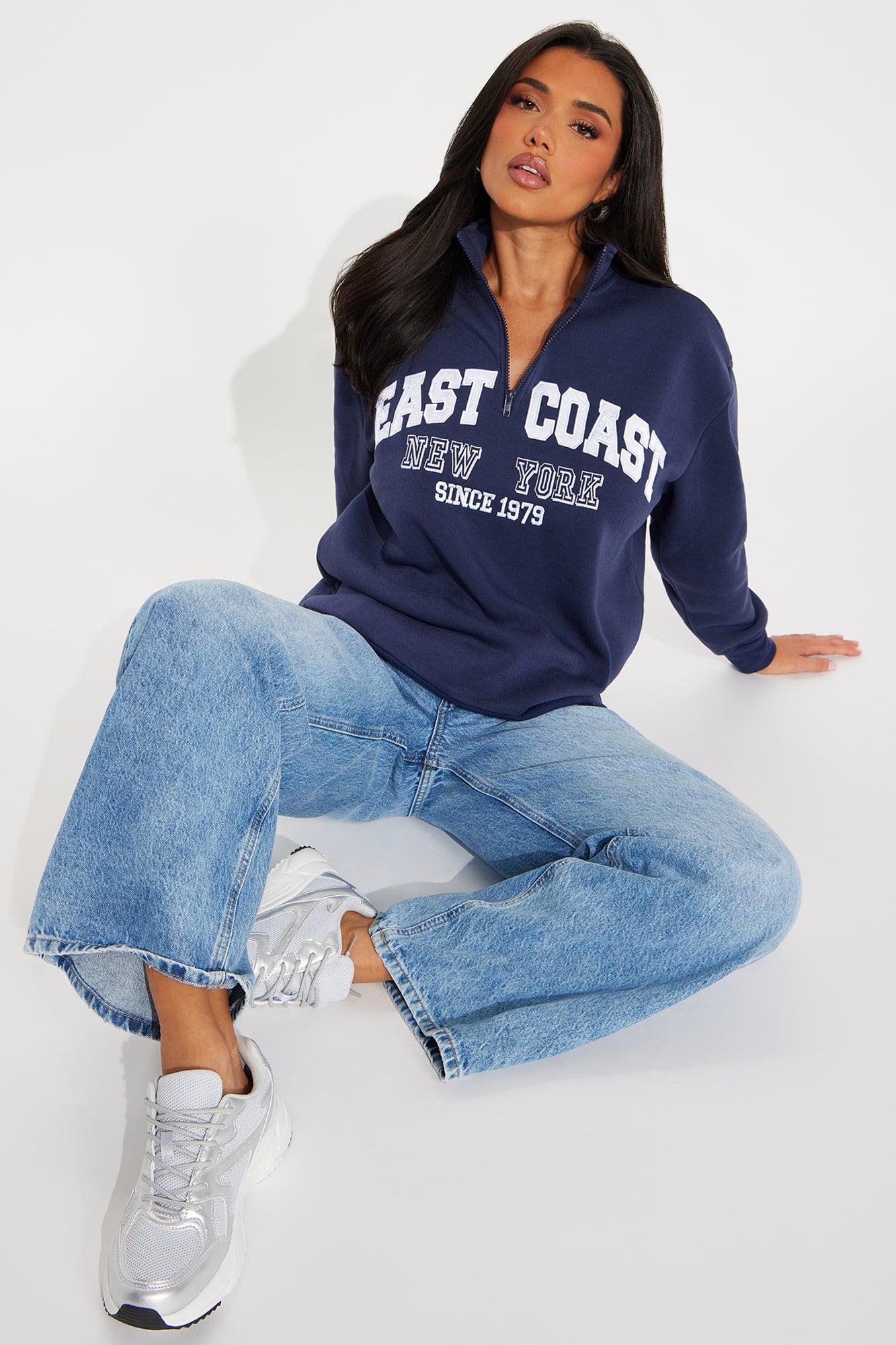 East Coast Quarter Zip Sweatshirt - Navy Product Image