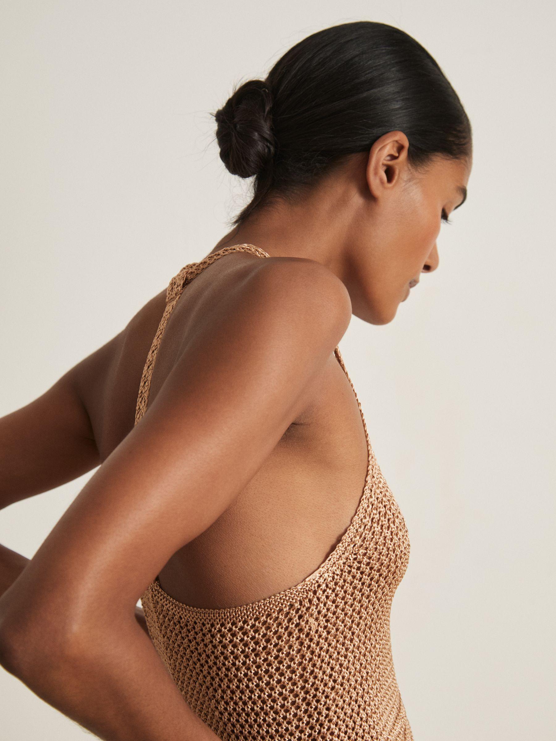 Atelier Open-Knit Halterneck Top in Gold Product Image