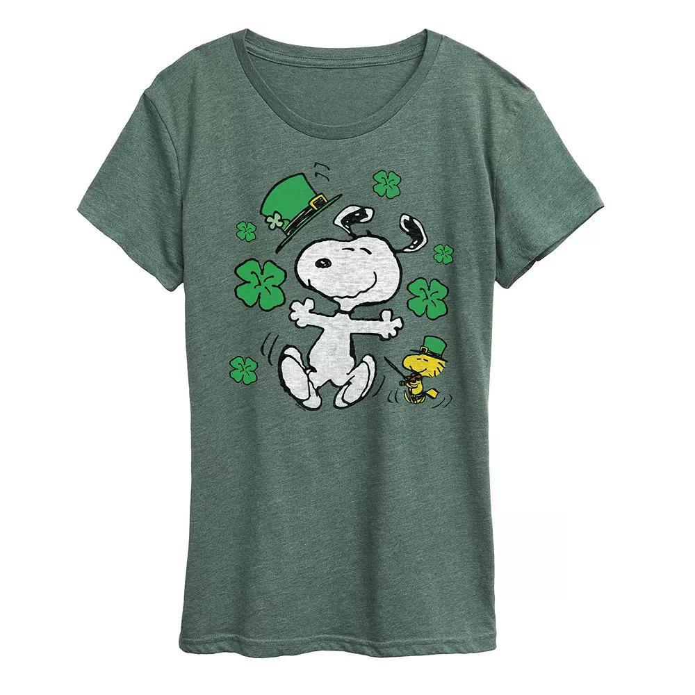 Women's Peanuts Snoopy St. Patrick's Day Graphic Tee, Size: XXL, Grey Gray Product Image
